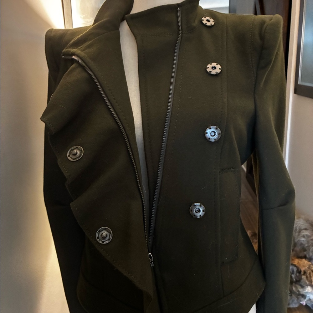 BCBGMaxAzria Olive Military wool/felt Jacket -M